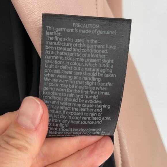 Mackage Blush Pink Baya Lamb Leather Biker Moto Motorcycle Jacket size Small - Picture 12 of 12